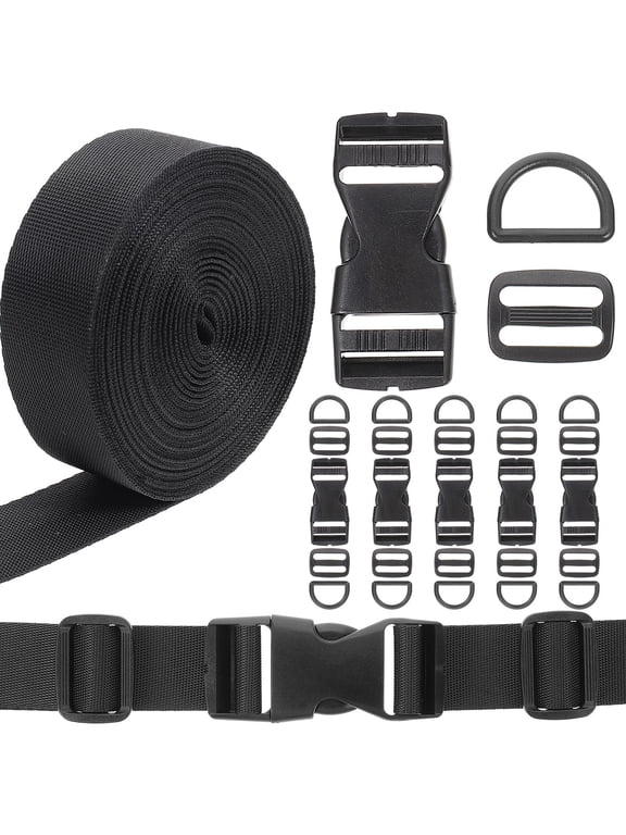 Adjustable Bag Buckles Black Plastic and Nylon for DIY Projects
