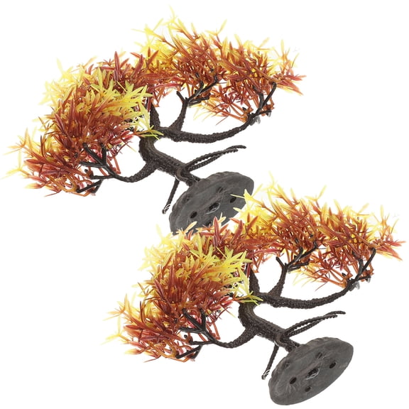 IFANLANDOR 2-Pack Artificial Pine Tree Aquarium Plants Fish Decorations for Freshwater and