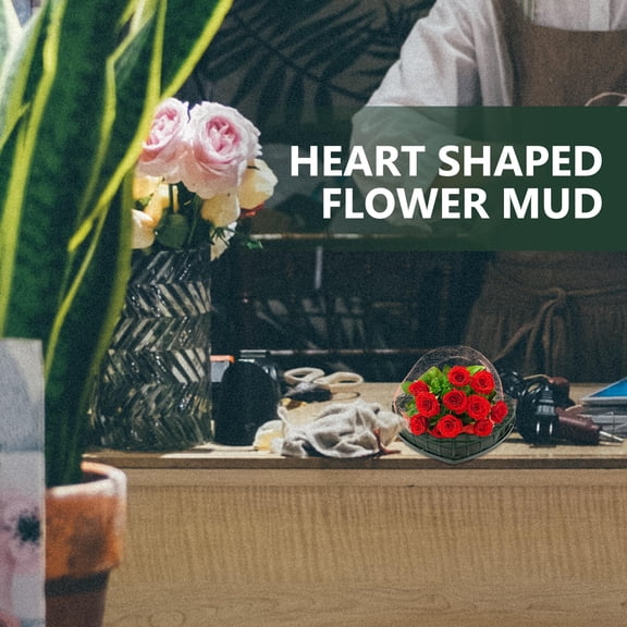 IFANLANDOR 2Pcs Eco Friendly Green Floral Mud Heart Shape Sponge for Wedding Decor