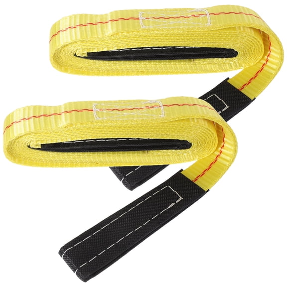 IFANLANDOR 2-Pack Heavy Duty Tow Straps with Yellow Polyester Flat Webbing, Recovery Straps for Cars and Trucks