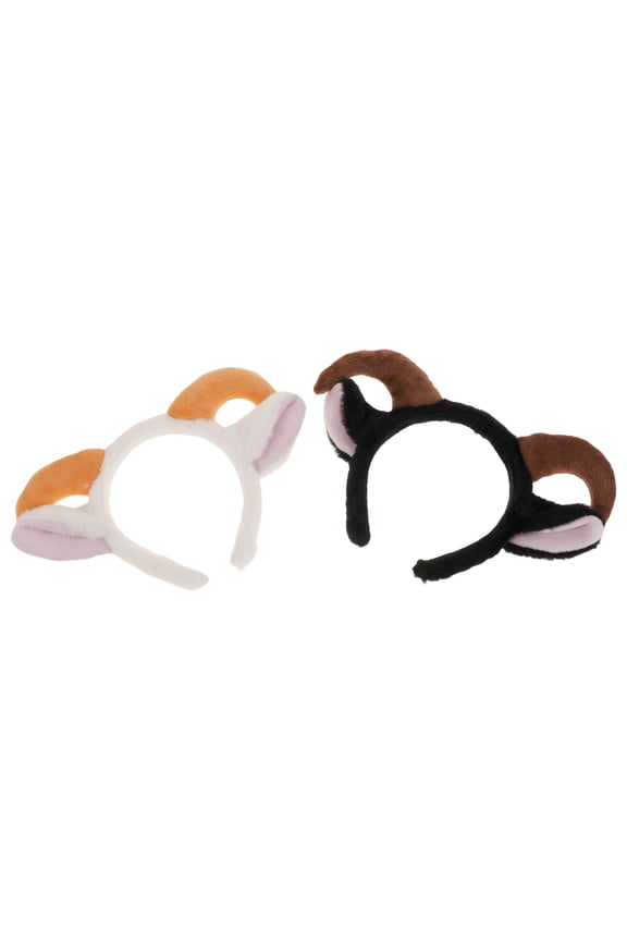 2Pcs Lightweight Animal Ears Headband with RAM Horns for Cosplay and Dress Up