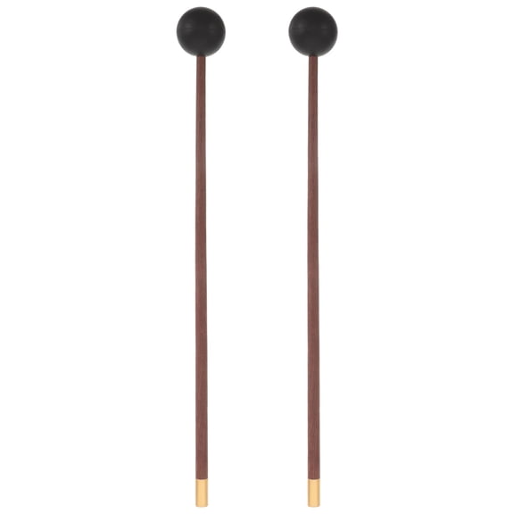 IFANLANDOR 2Pcs Marimba Mallets with Rubber Heads and Ergonomic Wooden Handles in Coffee Color