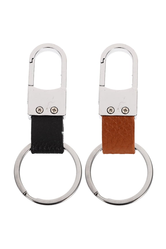 2Pcs PU Car Keychain Portable Key Holder with Durable Metal Ring for Daily Use