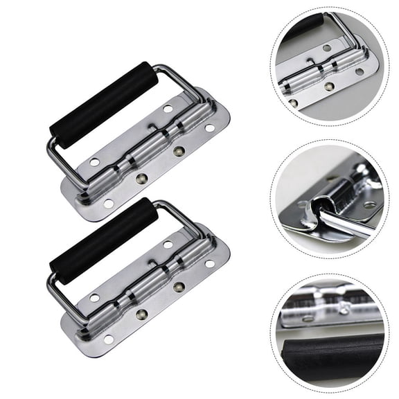 IFANLANDOR 2Pcs Plated Silver Stainless Steel Folding Pull Handle with Spring Loaded Mechanism for Furniture