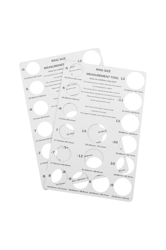2Pcs Reusable White Ring Measuring Tool for Quick Ring Size Measurement and Comfort Fit