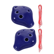 IFANLANDOR 2Pcs Small Blue Ceramic Ocarina Music Instrument 6 Hole for Beginner Players