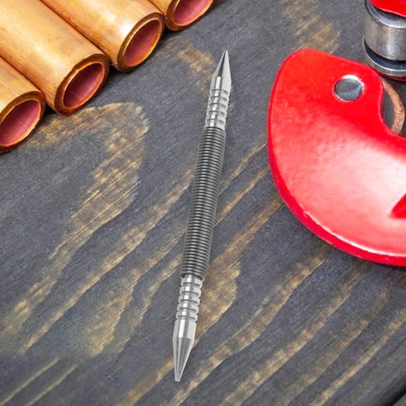 IFANLANDOR 2Pcs Spring Loaded Nail Punch Set Carbon Steel Hammerless Tool for Wood Metal Glass