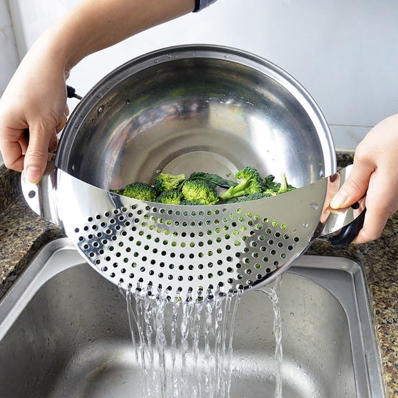 IFANLANDOR 2Pcs Stainless Steel Pot Drainer with Handle Fits Different Pots and Pans for Easy Straining
