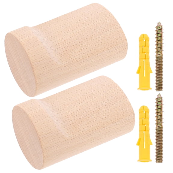 IFANLANDOR 2 Set Nordic Wood Wall Hooks, Adhesive Coat Hangers for Door, Cabinet, Entryway, Bathroom Storage Organizer Rack