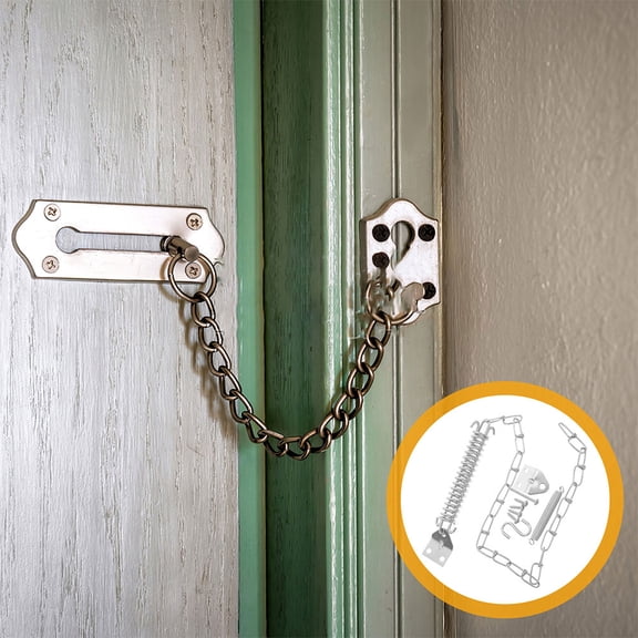 IFANLANDOR 2Sets Enhanced Strength Plated Silver Door Chain Lock for Home Entry Door Security and Wind Resistance