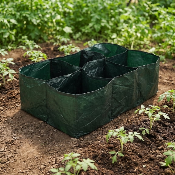 IFANLANDOR 2pcs Divided Rectangle Planting Bed Grow Bag with 6 Compartments