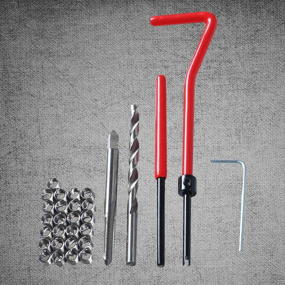IFANLANDOR 30Pcs M5 Thread Repair Kit Red Helicoil Insert Tool for Restoring Damaged Threads in Metals
