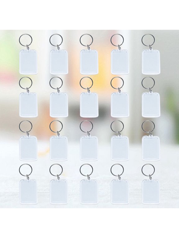 30Pcs Durable Transparent Split Ring Keychain for Custom Photo and Logo Display