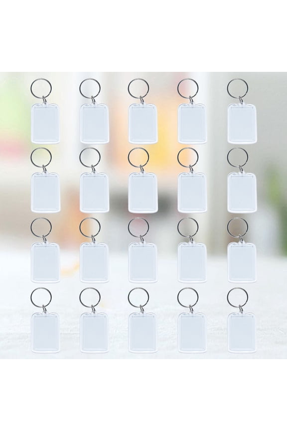 30Pcs Transparent Split Ring Keychain for DIY Photo Logo Insert and Lasting Use