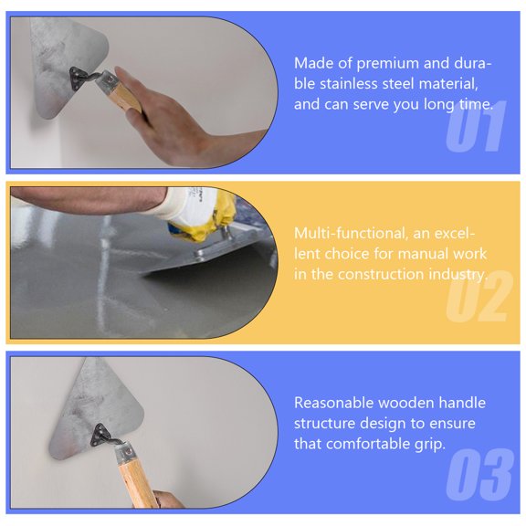 IFANLANDOR 3Pcs Paddle Trowel Triangle Trowels Wood Multi Color for Manual Work
