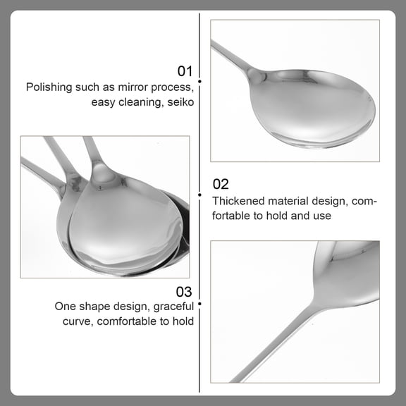 IFANLANDOR 3Pcs Premium Stainless Steel Salad Serving Spoons with Smooth Handle Grip