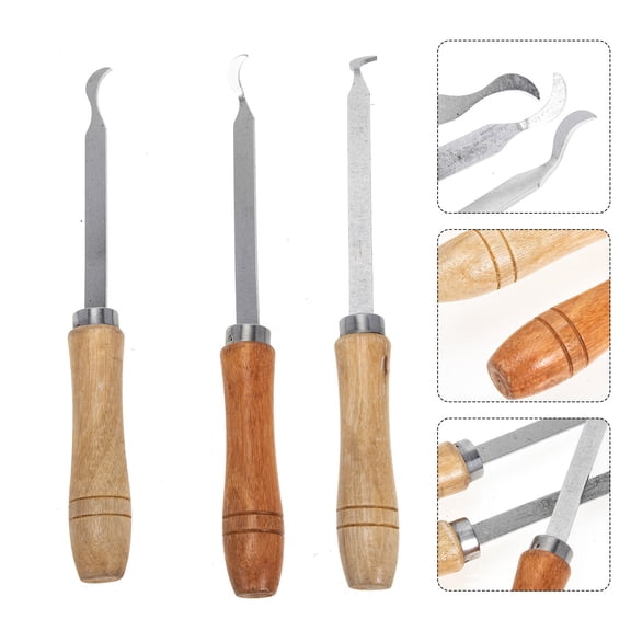 IFANLANDOR 3Pcs Range Hood Scraper Tool for Kitchen Cleaning Made of Stainless Steel and Wood