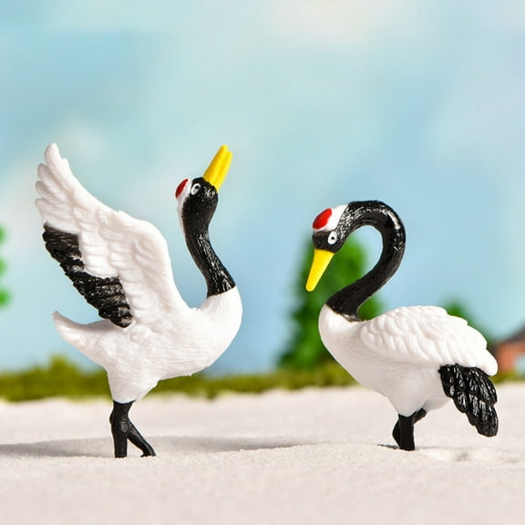 IFANLANDOR 3pcs Bonsai Crane White Resin Miniature Crane Figurines For Outdoor Landscape 2.4x1.3x1.3in