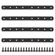 IFANLANDOR 4Pcs Black Flat Metal Straight Brace Bracket with Enhanced Load Capacity for Bookcase and Bed Frame