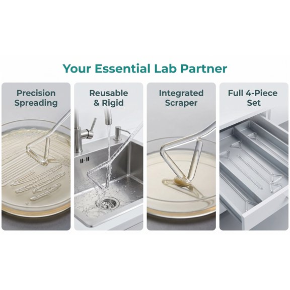 IFANLANDOR 4Pcs Laboratory Spreader Glass Cell Spreading Sticks Triangular Shape for Lab Use