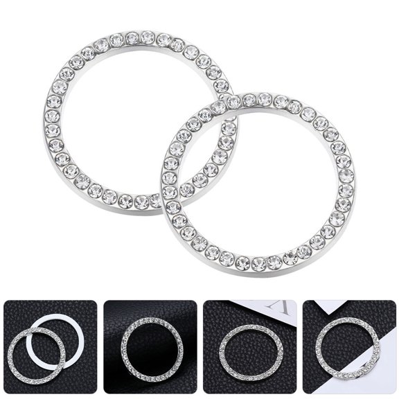 IFANLANDOR 4Pcs Push Button Start Circles with Rhinestone White for Car Interior Upgrade
