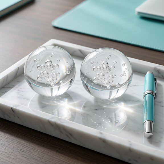 IFANLANDOR 4Pcs Solid Bubble Glass Sphere Decorative Crystal Balls for Feng Shui Gazing and Display