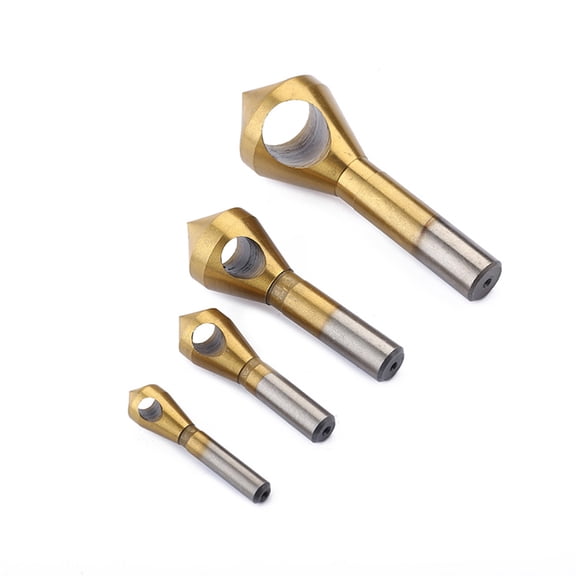 IFANLANDOR 4Pcs Titanium Coated Deburring Bit Golden Countersink Drill Bit for Plastic Aluminum Copper