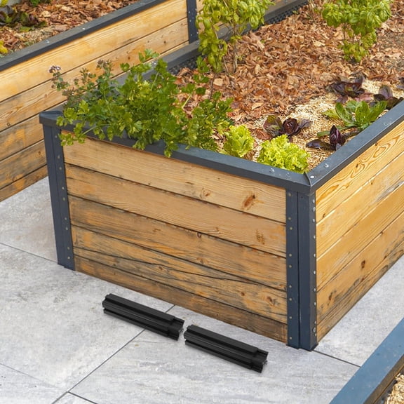 IFANLANDOR 4Pcs Weather Resistant Plastic Planter Box Legs for Outdoor Raised Garden Bed Risers