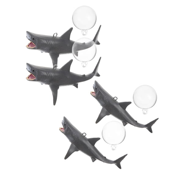 IFANLANDOR 4Sets Grey PVC Floating Shark Aquarium Decor Unique Design for Fish Tanks