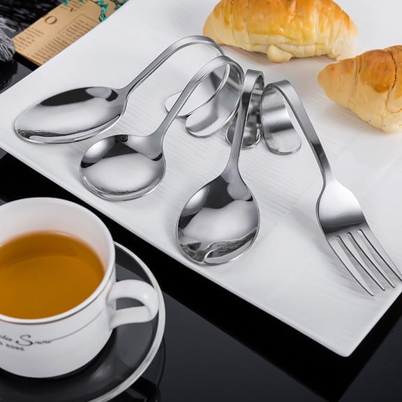 IFANLANDOR 4pcs Stainless Steel Serving Spoon Practical Design Serving Caviar Families Daily Use