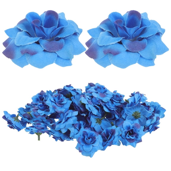 IFANLANDOR 50Pcs Blue Flowers Simulated Rose Model 2Cm Petal Diameter For Home Decoration