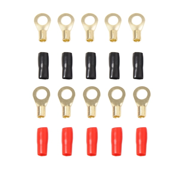 IFANLANDOR 5Pairs Copper Spade Terminal Connectors 8 Gauge Forked Crimpable for Power Wire and Ground Wire Connection