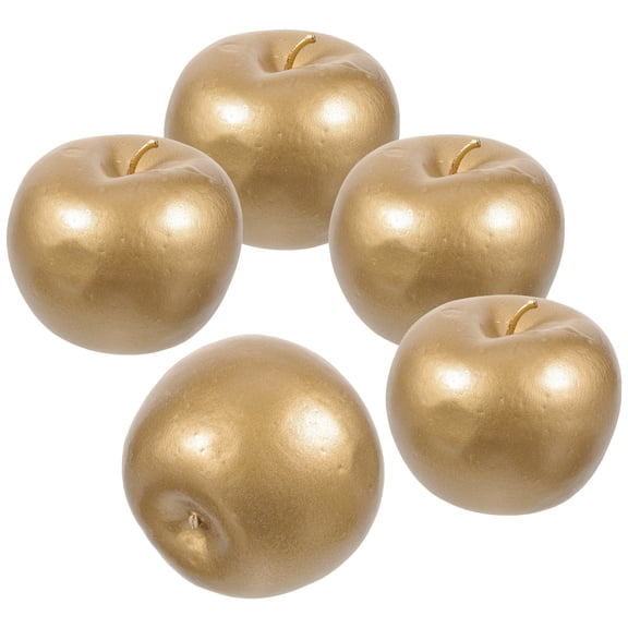 IFANLANDOR 5Pcs Golden Artificial Apples Foam Fruit for Decoration Realistic Kitchen Table Centerpieces