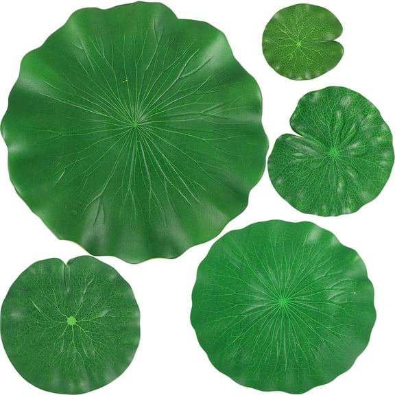IFANLANDOR 5Pcs Simulated Leaves Green Pu Foam Natural Style Pond Decor 10 to 38in