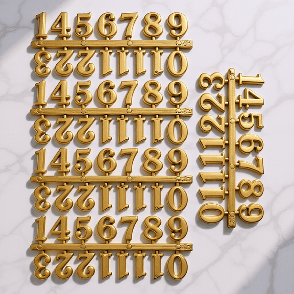 IFANLANDOR 5Sets Golden Arabic Clock Numbers Replacement Kit with Easy to Use Design