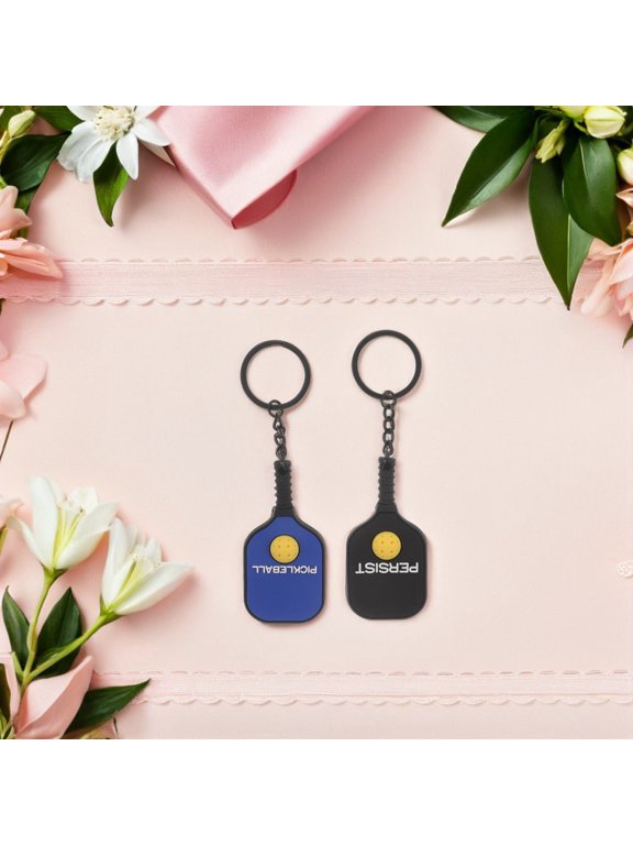 6Pcs Assorted Color Pickleball Paddle Keychains Quick Release Clip Sports Bag Charm