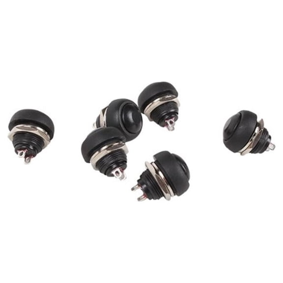 IFANLANDOR 6Pcs Black Round Metal Reset Push Button for Car Boat Emergency Stop Button Waterproof