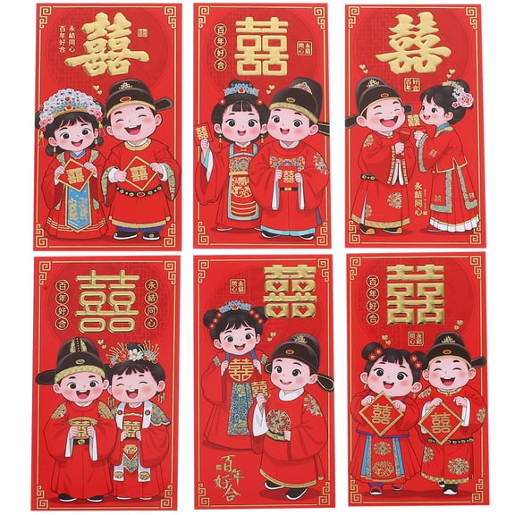 IFANLANDOR 6Pcs Money Envelopes Red Paper Symbol of Luck and Prosperity for Weddings