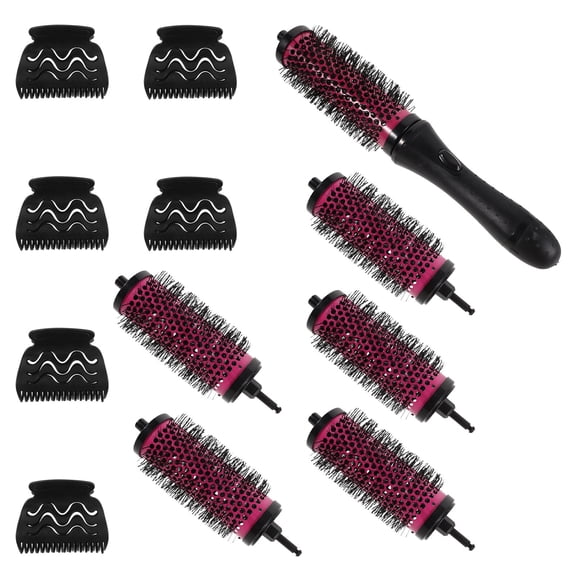 IFANLANDOR 6Pcs Detachable Handle Oblong Hair Roller Brush with Ceramic Rollers and Positioning Clips Pink