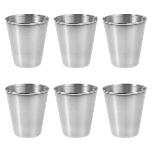 IFANLANDOR 6Pcs Outdoor Stainless Steel Shot Glasses Perfect for Camping Home Use Plated Silver