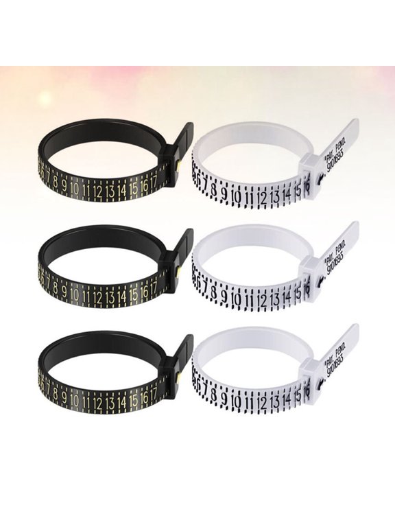 6Pcs Ring Measurement Tool Black Lightweight Portable Measuring Tool for Rings Accurate Clear Printing