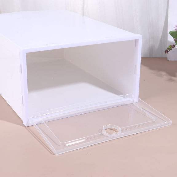 IFANLANDOR 6Pcs Stackable Clear Shoe Boxes White Frame for Sneaker and High Heel Storage Organizer
