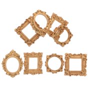 IFANLANDOR 8Pcs Miniature Plated Gold Ornate Picture Frames Vintage Style for Wedding and Craft Displays