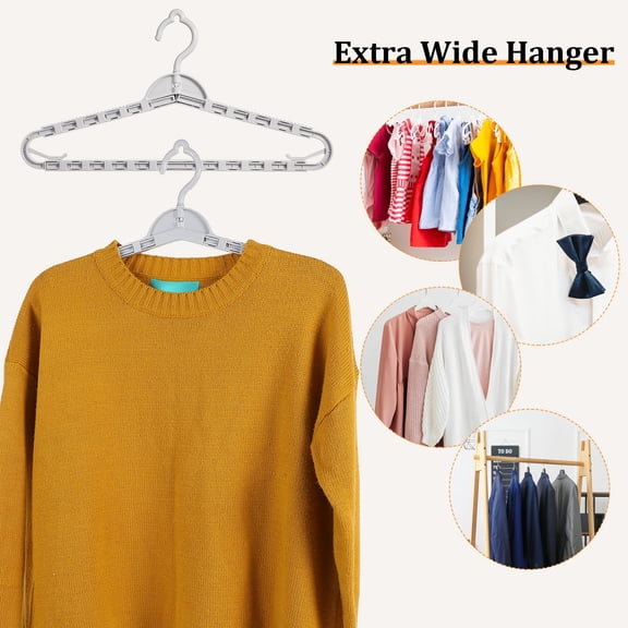 IFANLANDOR 8Pcs Retractable Clothes Hangers Extra Wide Foldable Hangers for Drying Clothes Towels and Quilts