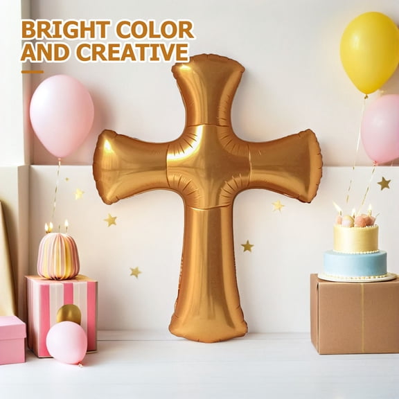 IFANLANDOR Aluminum Foil Cross Balloon Golden Color for Festival Party and Birthday Decor