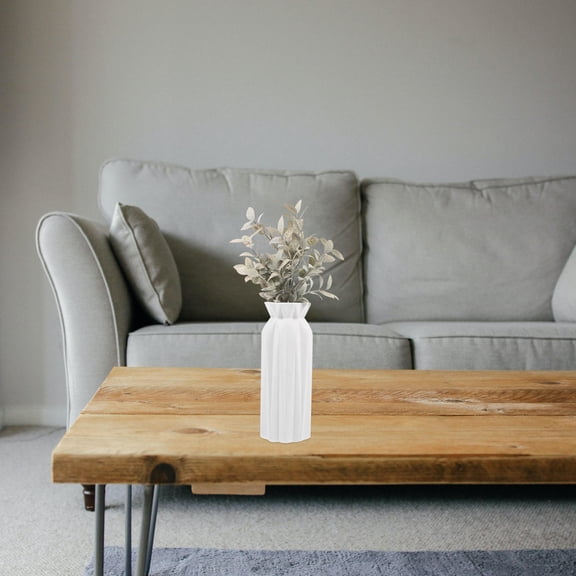 IFANLANDOR Artificial Green Plant Stems Grey Faux Greenery Picks for Home and Wedding Decoration