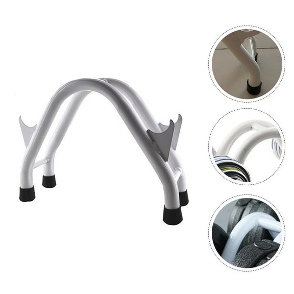 IFANLANDOR Barbell Storage Rack White Steel with Heavy Duty Tubing and Protective Rubber Caps