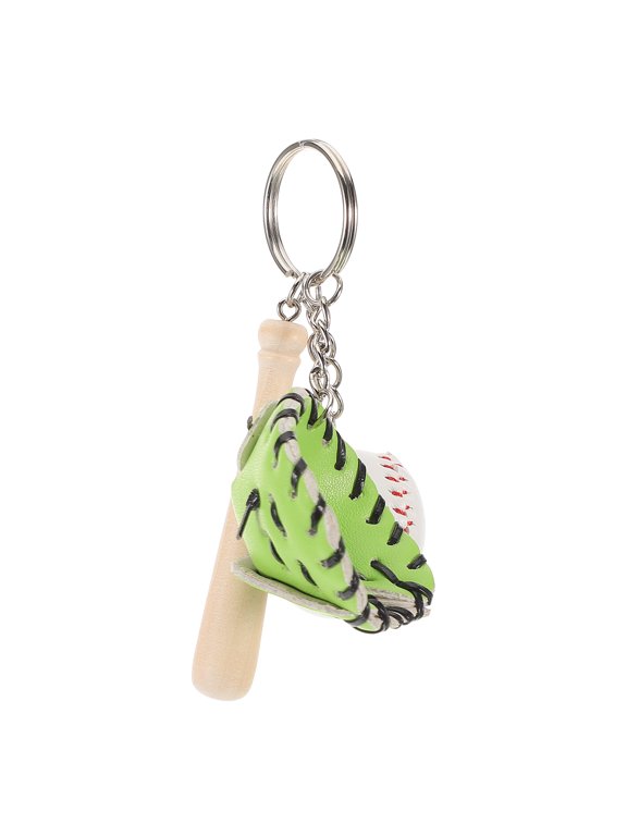 Baseball Pendant Keychain with White Ball Accent, Durable Wood and PU for Team Party Favors