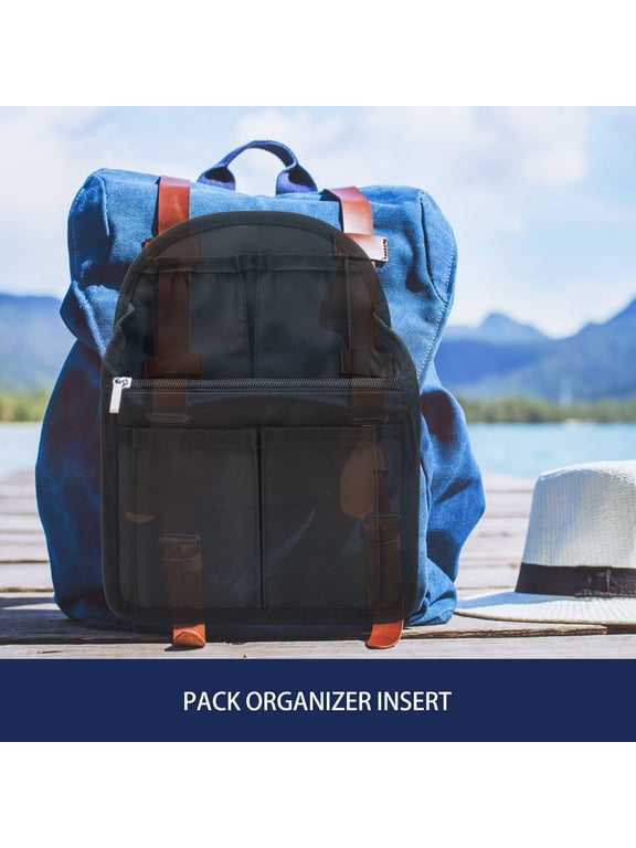 Black Nylon Backpack Organizer Inner Bag Foldable Lightweight Multi Pocket