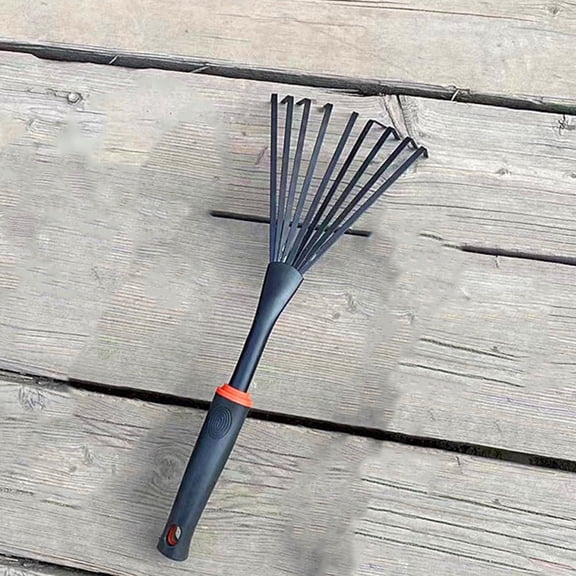 IFANLANDOR Durable Black Garden Rake for Landscaping and Soil Loosening, Rubber and Iron